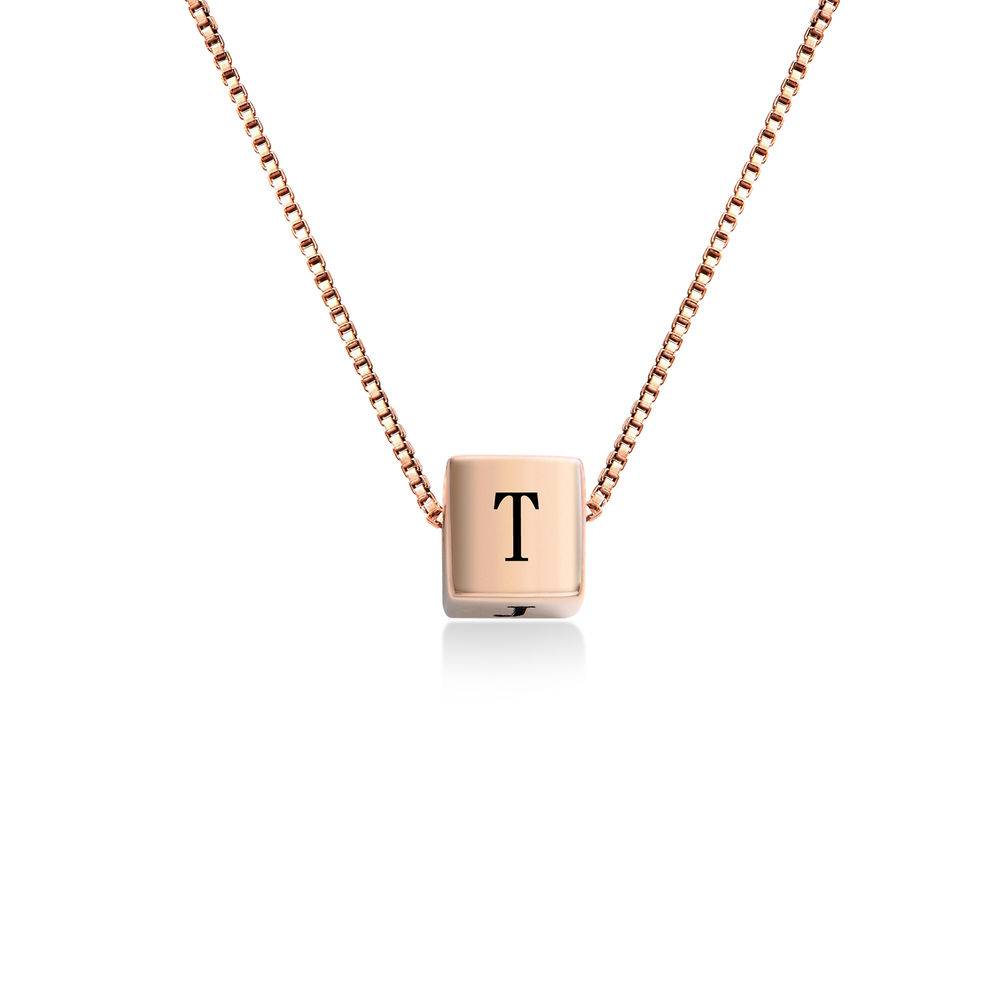 Blair Initial Cube Necklace in Rose Gold Plating-1 product photo