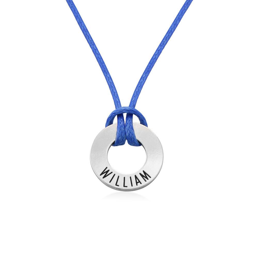 Boys ID Wax Cord Necklace in Sterling Silver-5 product photo