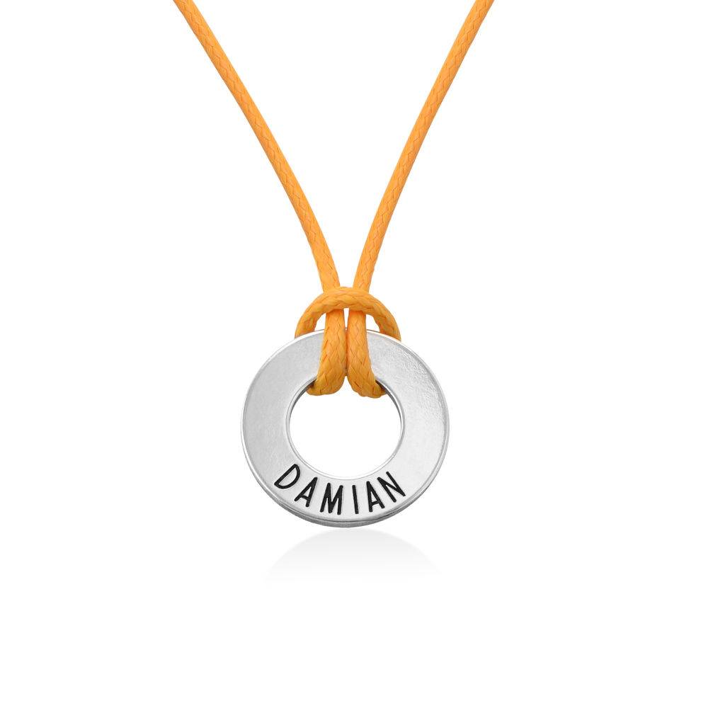 Boys ID Wax Cord Necklace in Sterling Silver-3 product photo