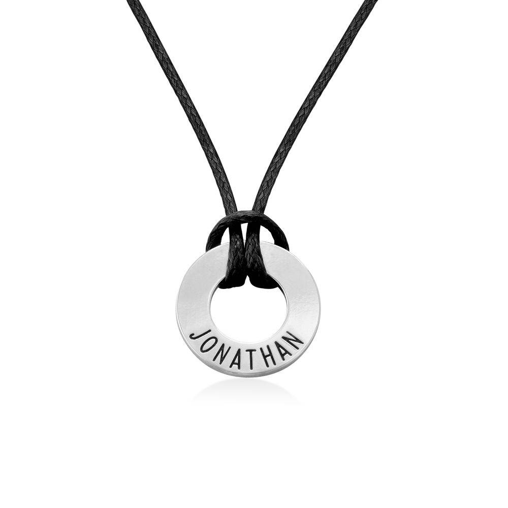 Boys ID Wax Cord Necklace in Sterling Silver-4 product photo
