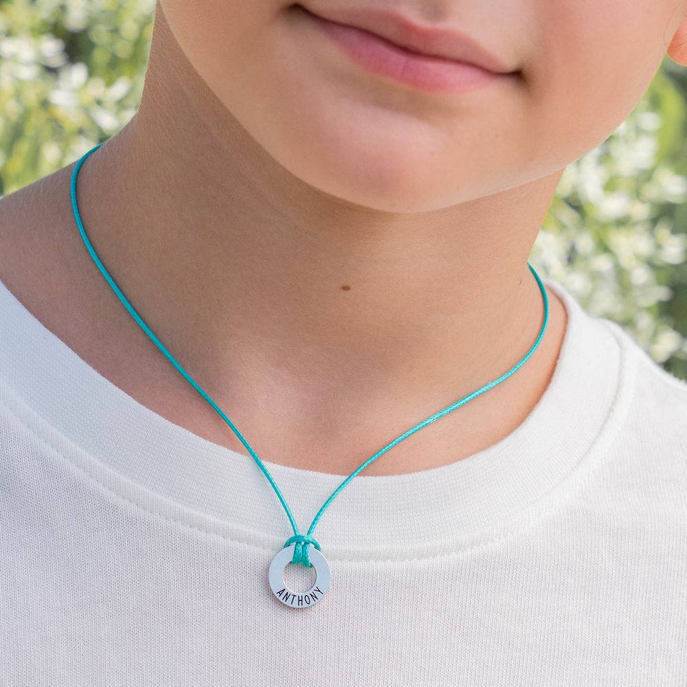 Boys ID Wax Cord Necklace in Sterling Silver-5 product photo