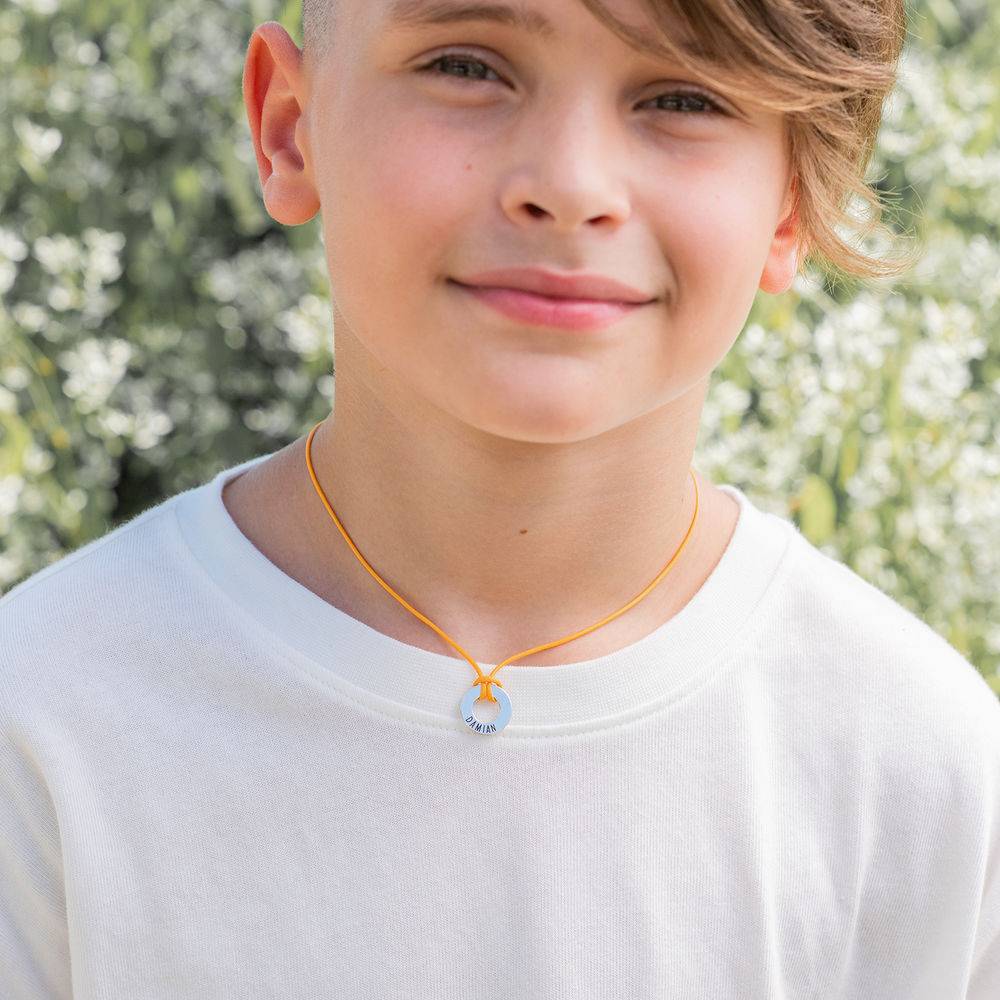 Boys ID Wax Cord Necklace in Sterling Silver-6 product photo