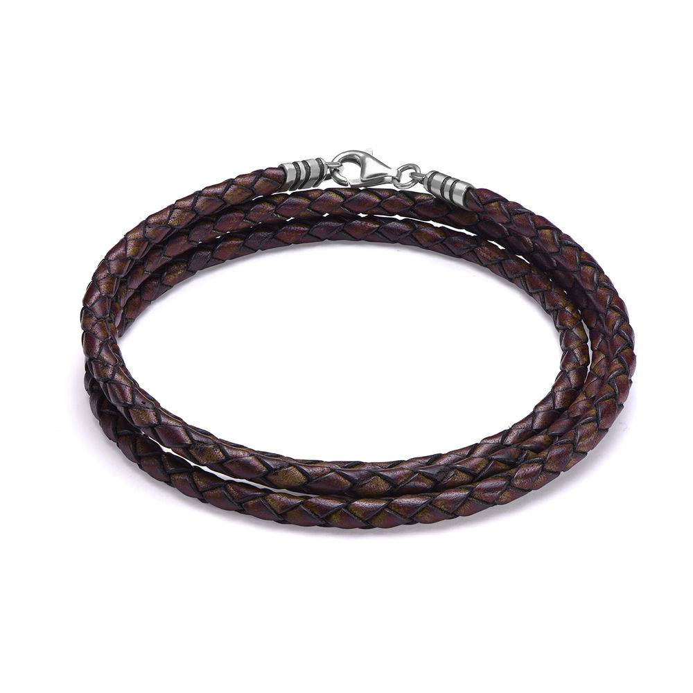 Braided Brown Leather Bracelet-1 product photo