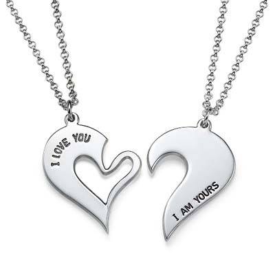 Breakable Heart Necklace for Couples in Silver product photo