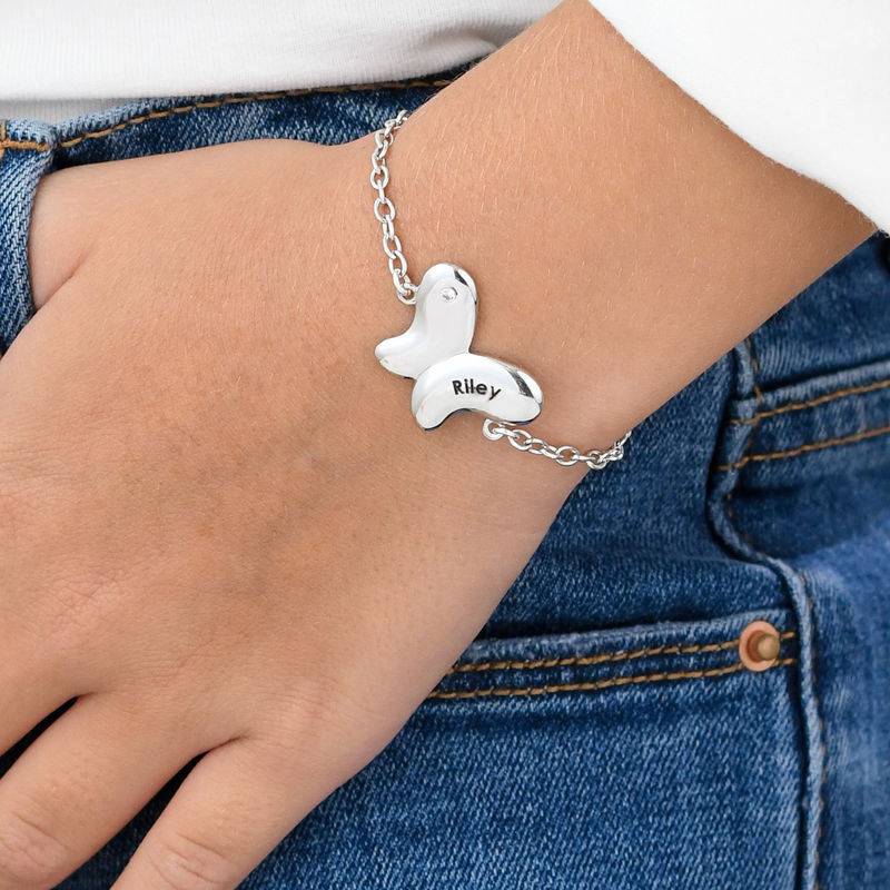 Butterfly Bracelet for Girls with Cubic Zirconia in Sterling Silver product photo
