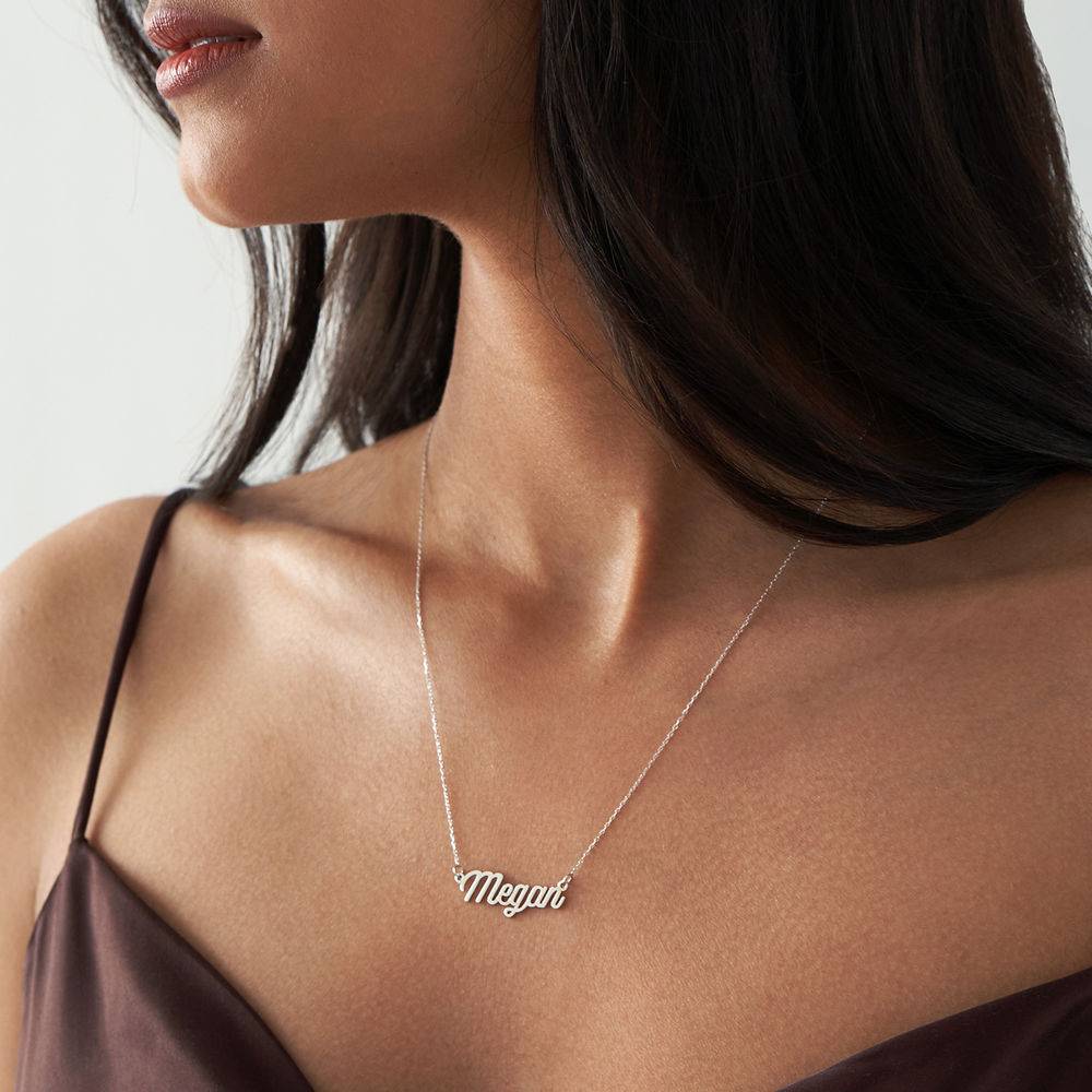 Twirl Script Name Necklace in 14K White Gold-3 product photo