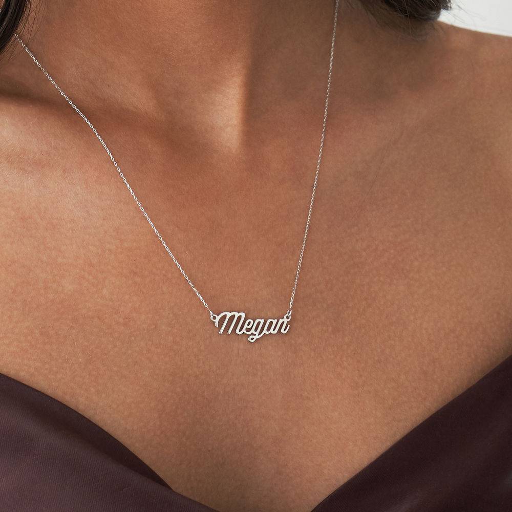 Twirl Script Name Necklace in 14K White Gold-4 product photo