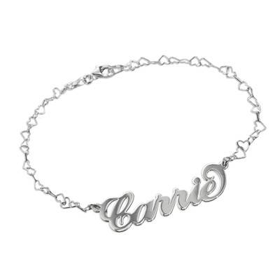 Carrie Style Name Bracelet / Anklet With a Heart Chain-2 product photo