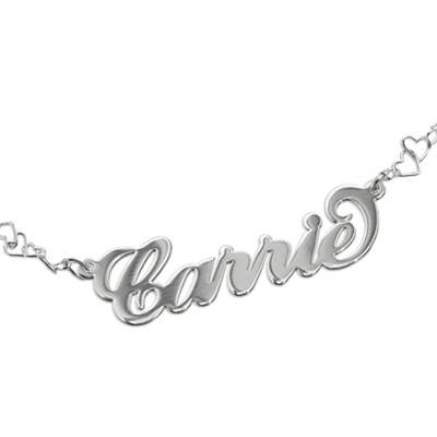 Carrie Style Name Bracelet / Anklet With a Heart Chain-2 product photo