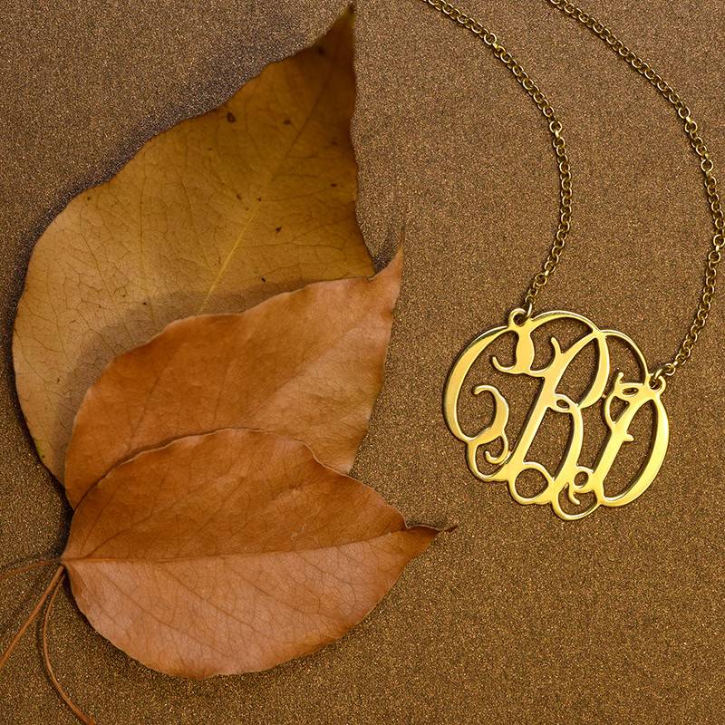 18k Gold Plated Celebrity Monogrammed Necklace-3 product photo
