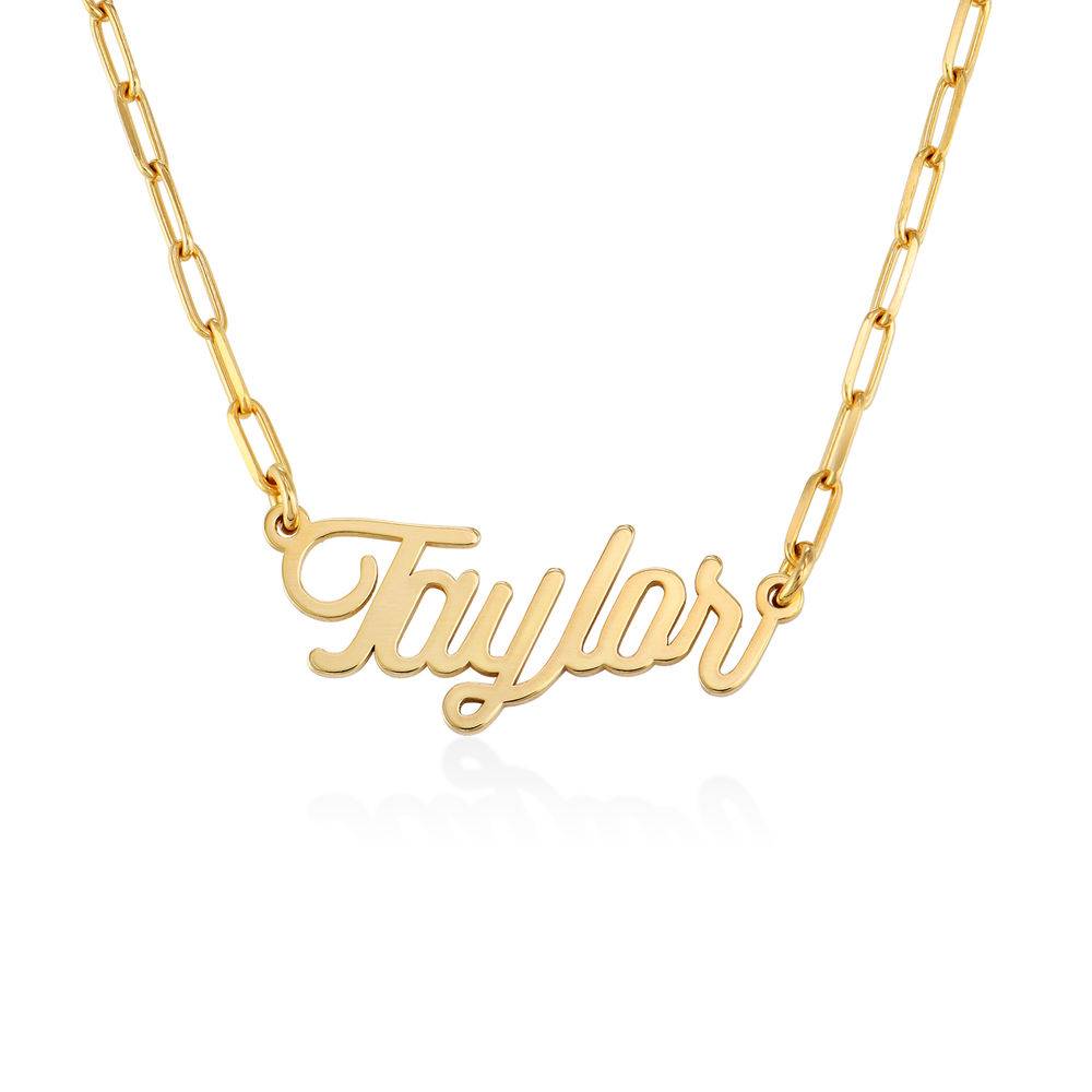Chain Link Script Name Necklace in Gold Vermeil-1 product photo