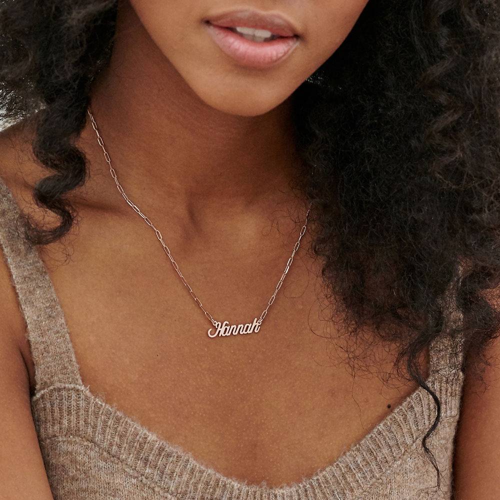 Chain Link Script Name Necklace in Rose Gold Plating-3 product photo