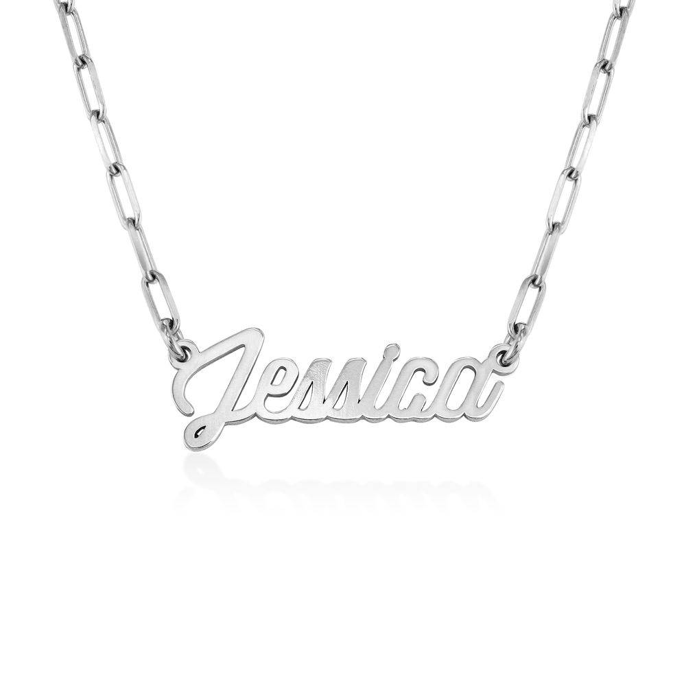 Chain Link Script Name Necklace in Sterling Silver product photo