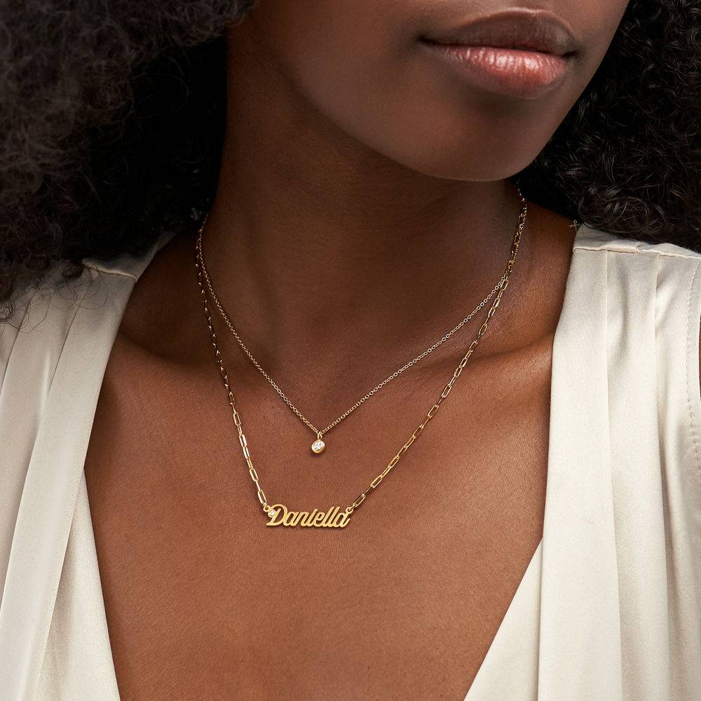 Chain Link Script Name Necklace with Diamond in 18k Gold Plating-4 product photo