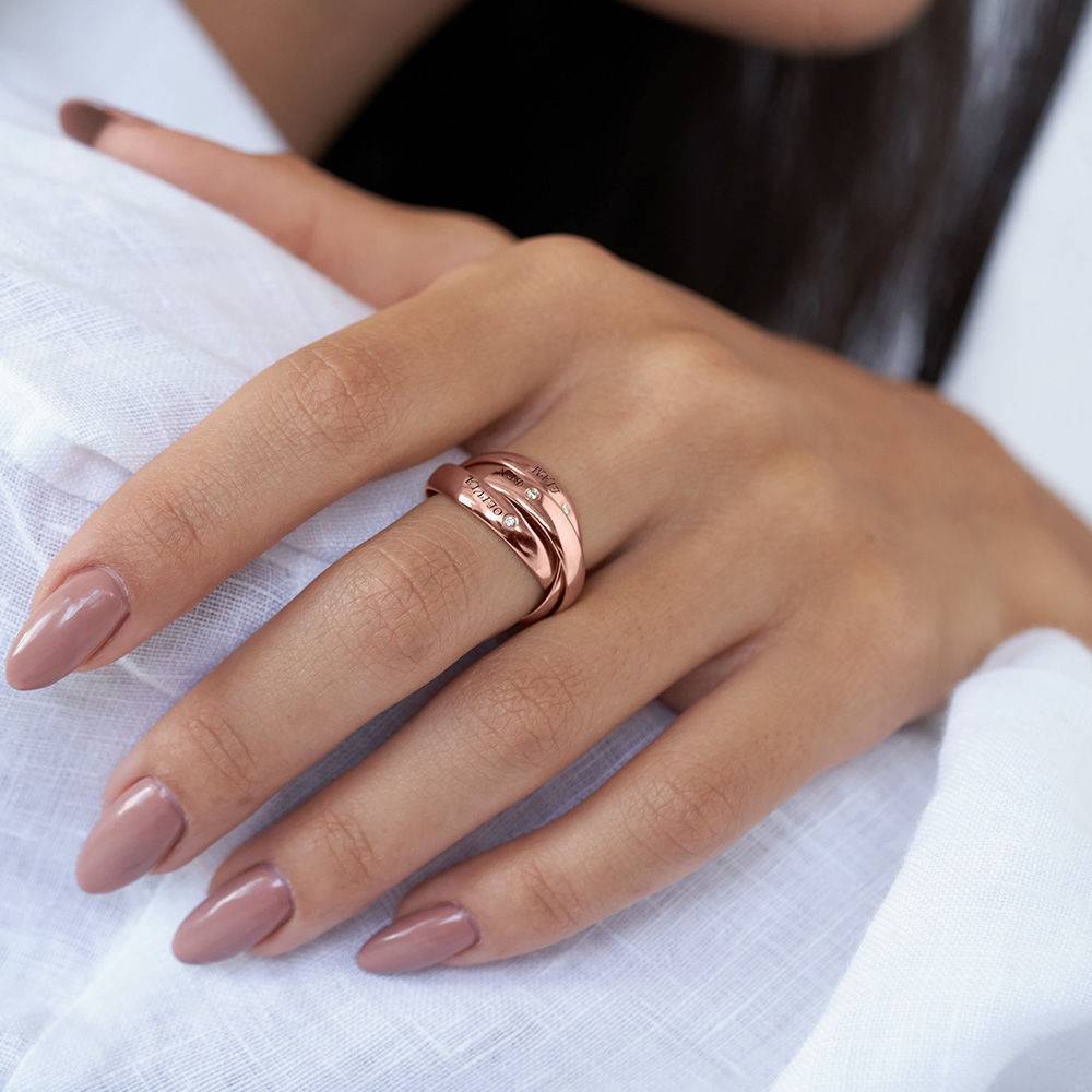 Charlize Russian Ring with Diamonds in Rose Gold Plating-3 product photo