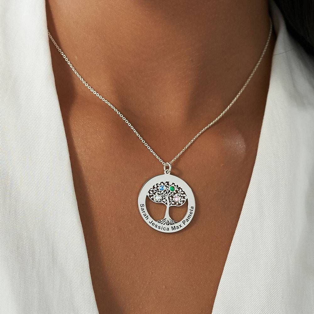 Circle Tree of Life Necklace with Birthstones-4 product photo