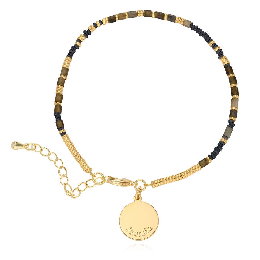 Cocoa Beads Bracelet/Anklet With Engraved Pendant in Gold Plating product photo