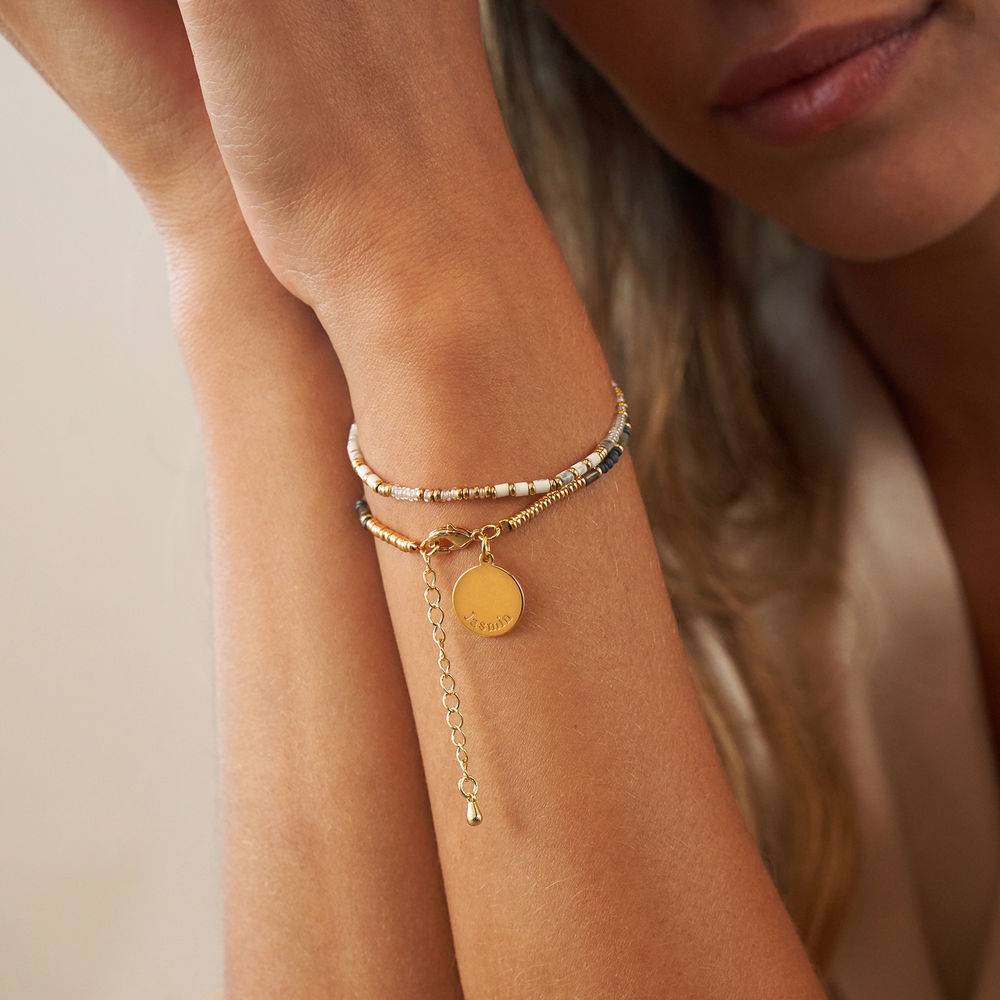 Cocoa Beads Bracelet/Anklet With Engraved Pendant in Gold Plating-4 product photo