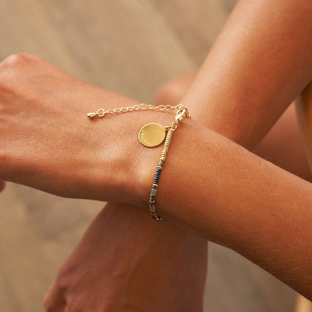 Cocoa Beads Bracelet/Anklet With Engraved Pendant in Gold Plating-5 product photo