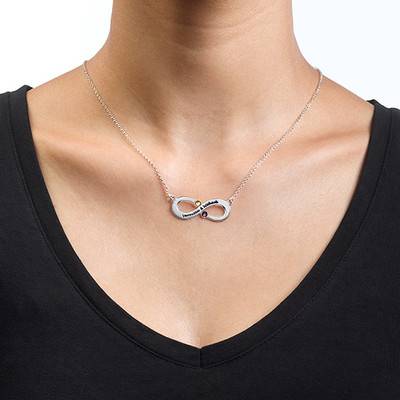 Couples Infinity Necklace with Birthstones-2 product photo