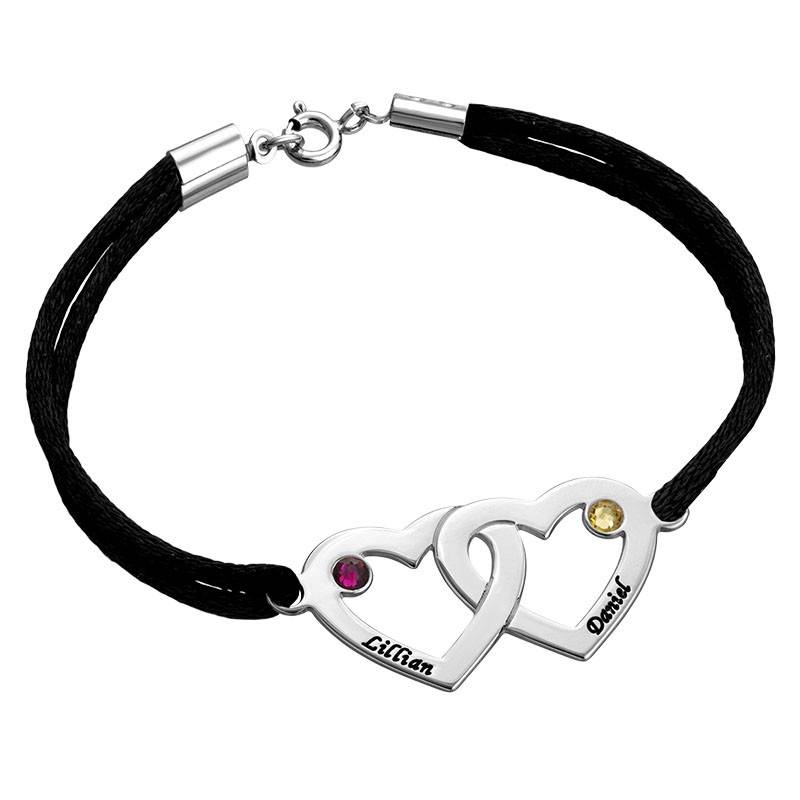 Couples Heart Charm Bracelet with Birthstones-4 product photo