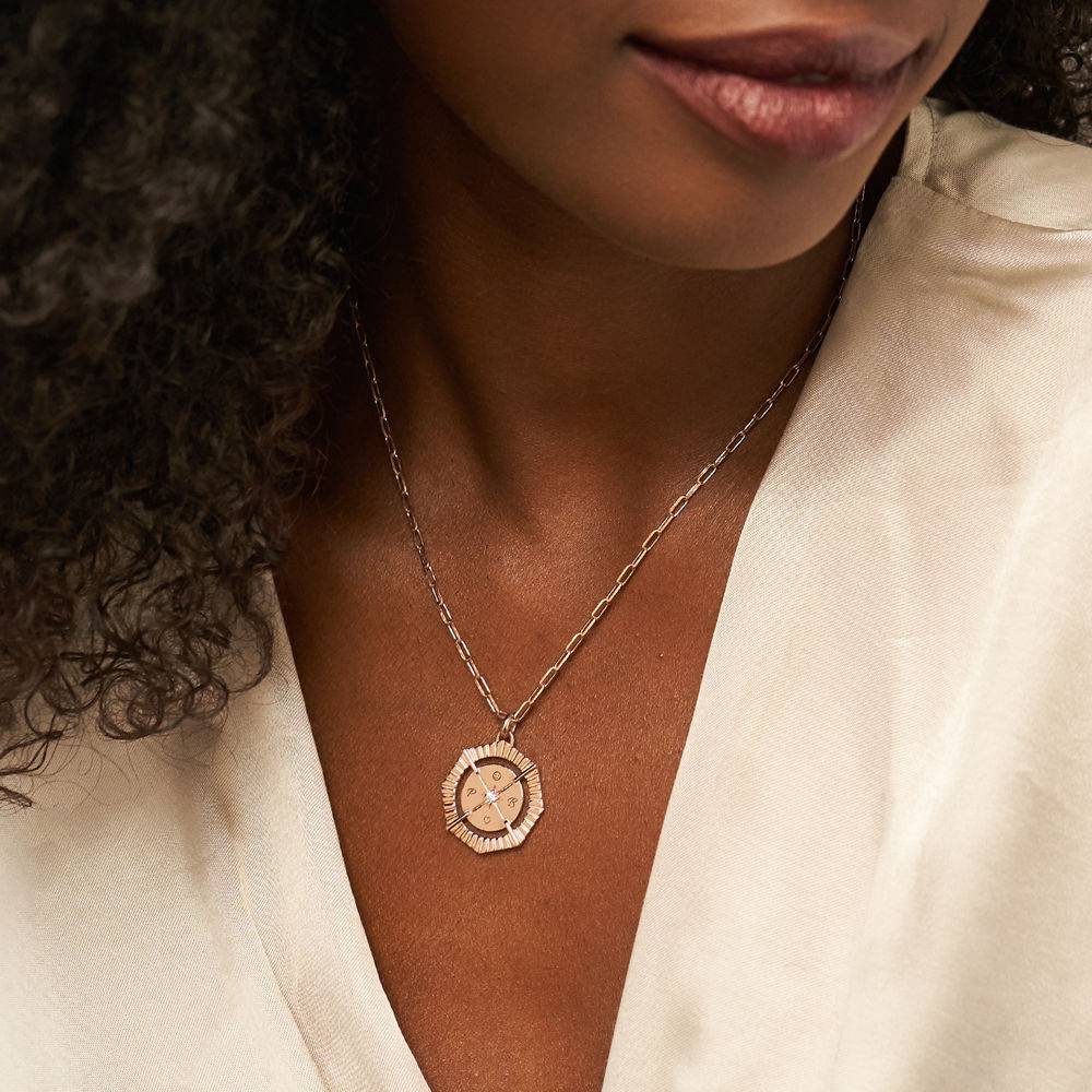 Crown Compass Necklace With Cubic Zirconia  in 18k Rose Gold Plating-1 product photo