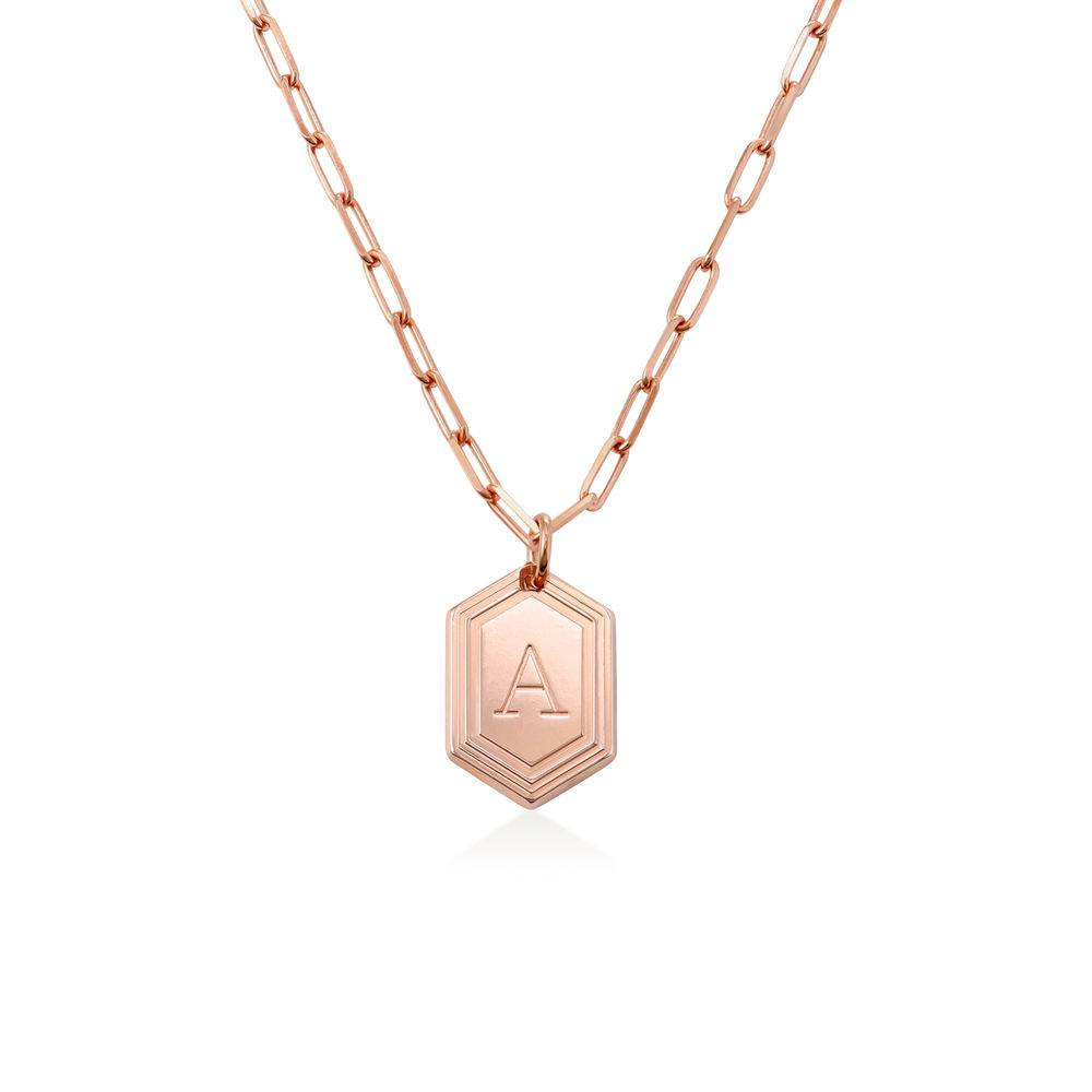 Cupola Link Chain Initial Necklace in 18k Rose Gold Plating-1 product photo