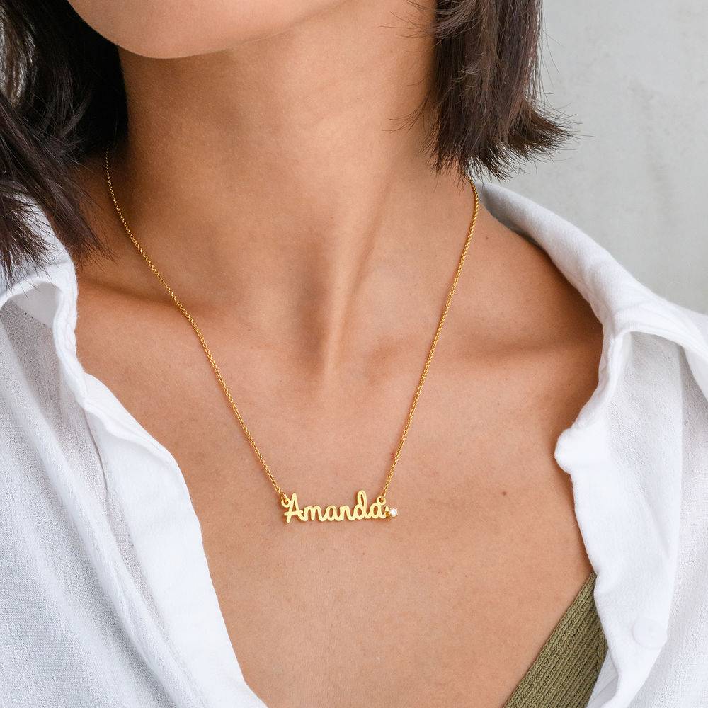 Cursive Name Necklace in Gold Plating with Diamond-2 product photo