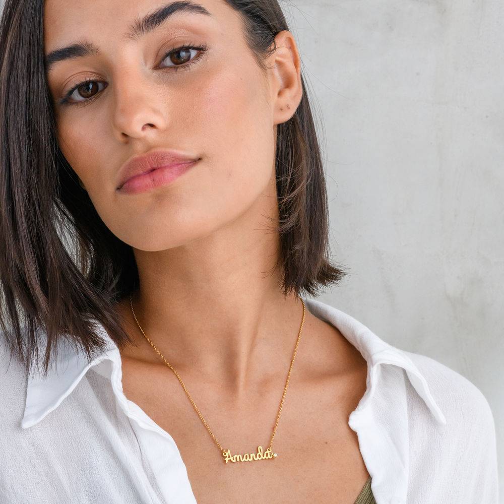 Cursive Name Necklace in Gold Plating with Diamond-1 product photo