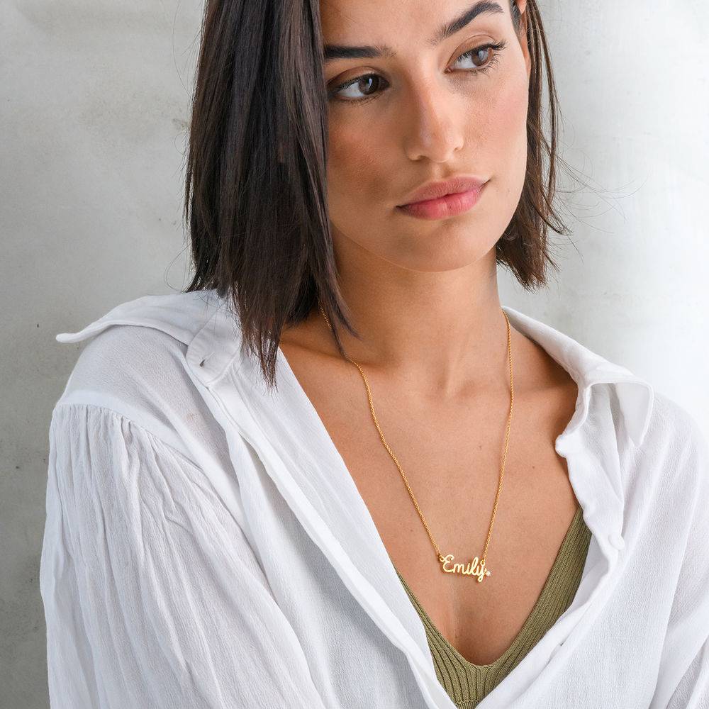 Cursive Name Necklace in Gold Vermeil with Diamond-1 product photo