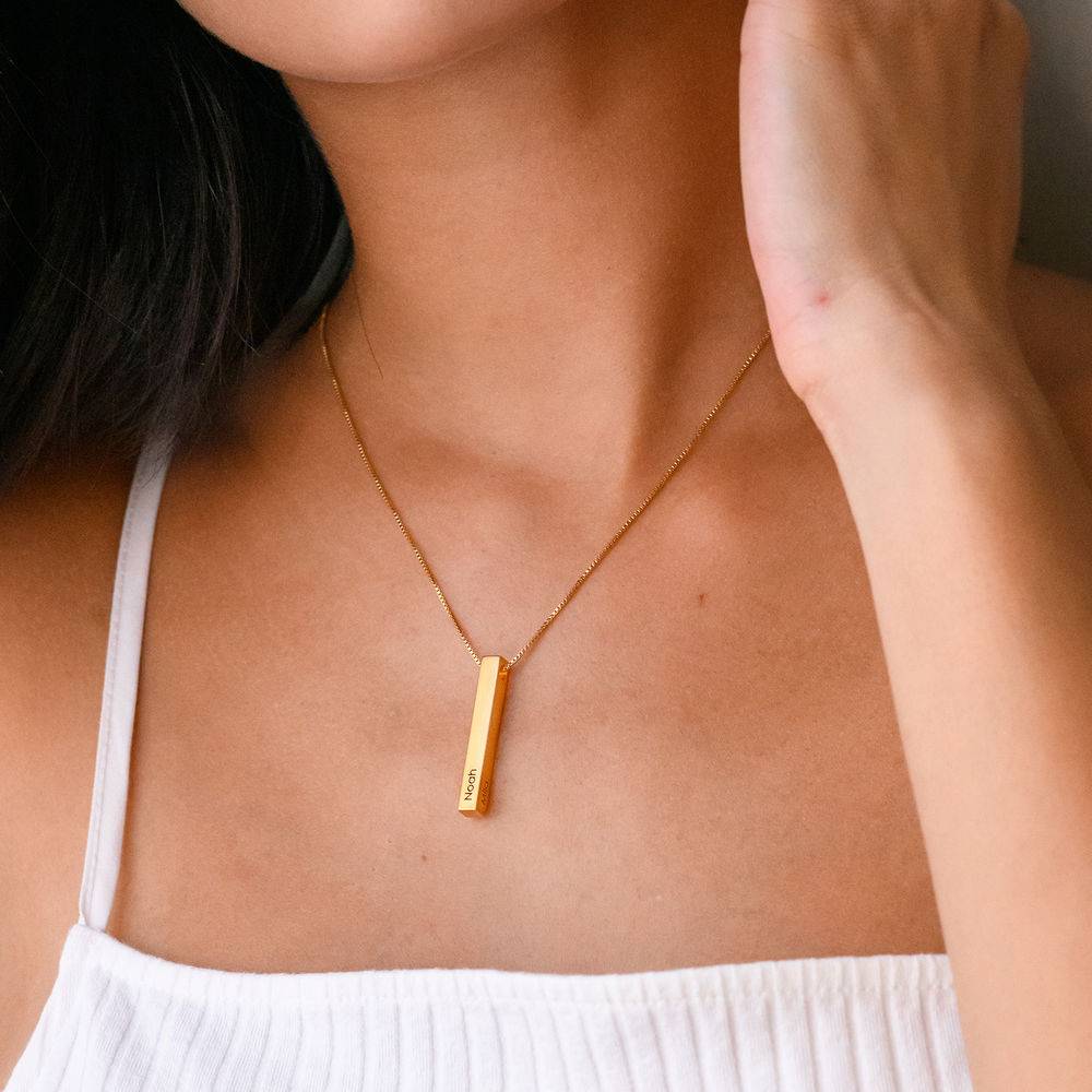 Custom 3D Bar Necklace Matte in Gold Vermeil-1 product photo