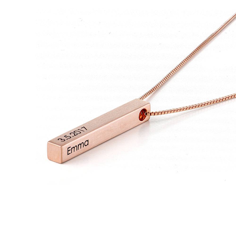 Custom 3D Bar Necklace Matte - Rose Gold Plated-3 product photo