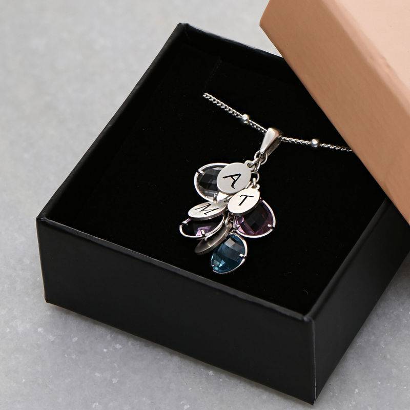 Custom Birthstone Drop Necklace for Mom in Silver-1 product photo