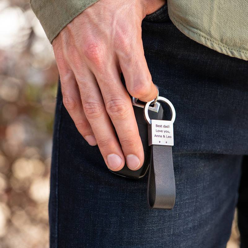 Custom Black Leather Strap Keychain-2 product photo