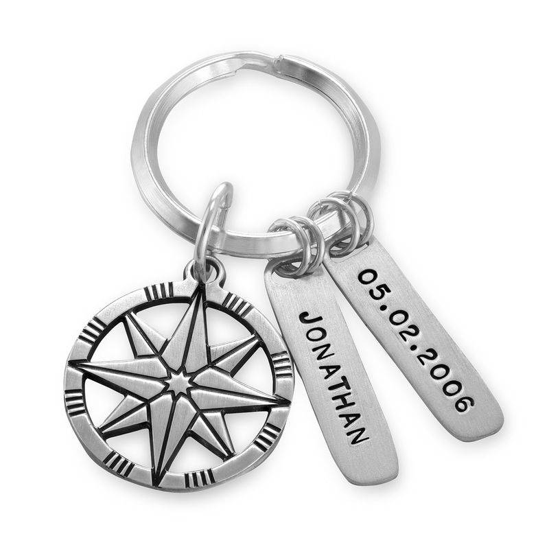 Custom Compass Keychain in Sterling Silver-1 product photo