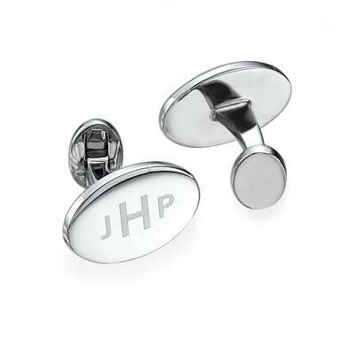 Rhodium Plated Engraved Cufflinks-1 product photo