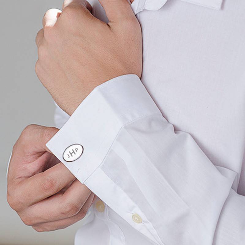 Rhodium Plated Engraved Cufflinks-2 product photo