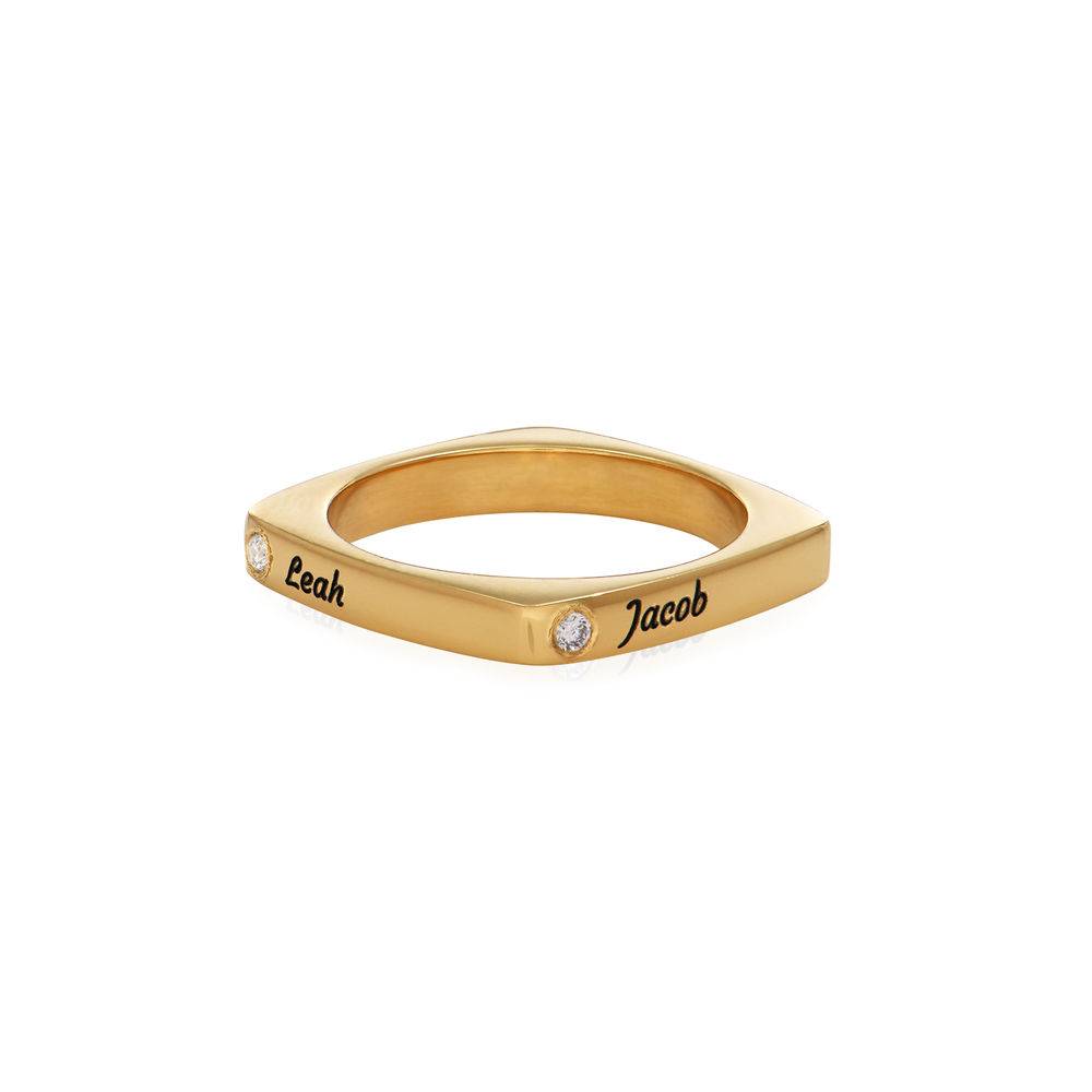 Iris Custom Diamond Square Ring in 18k Gold Plating-1 product photo