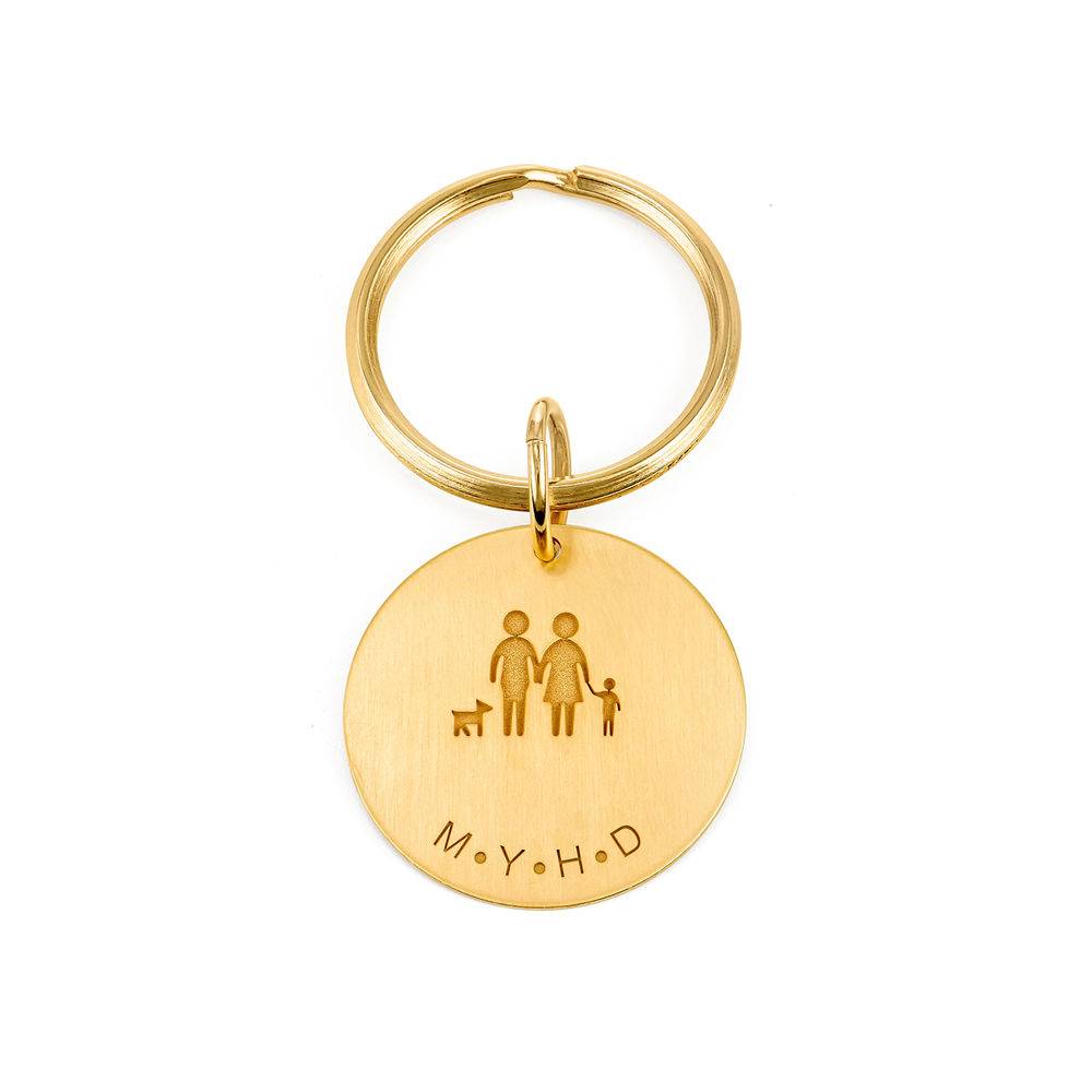 Custom Engraved Initials Keychain in Gold Plating product photo