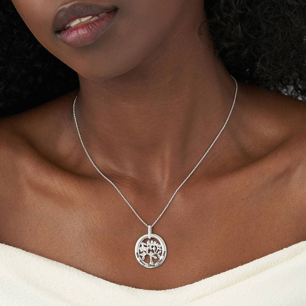 Custom Family Tree Necklace With Cubic Zirconia in Sterling Silver-3 product photo