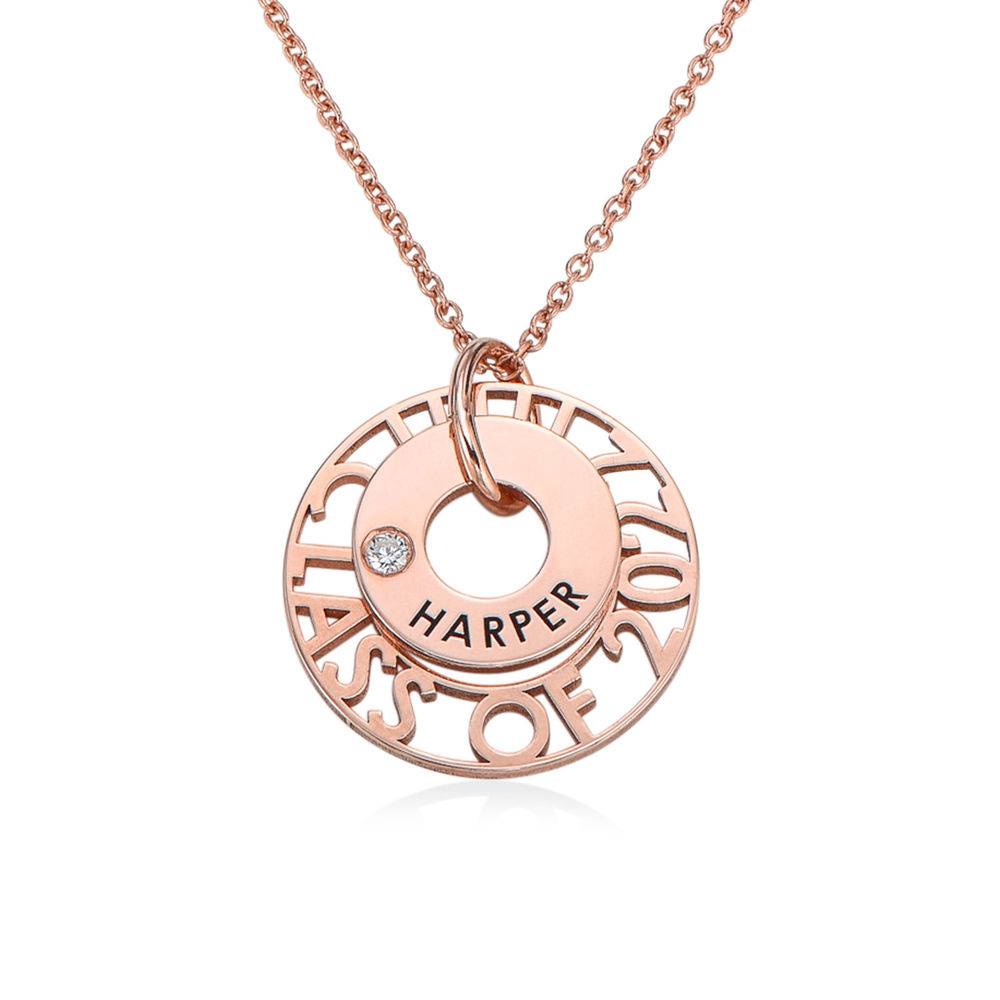 custom graduation pendant necklace with cubic zirconia in rose gold plating product photo