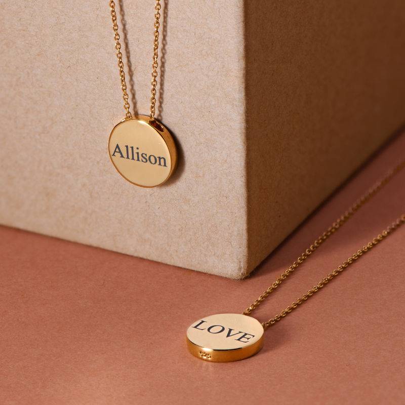 Custom Thick Disc Necklace in Gold Plating-4 product photo