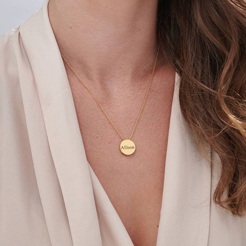 Custom Thick Disc Necklace in Gold Plating-6 product photo