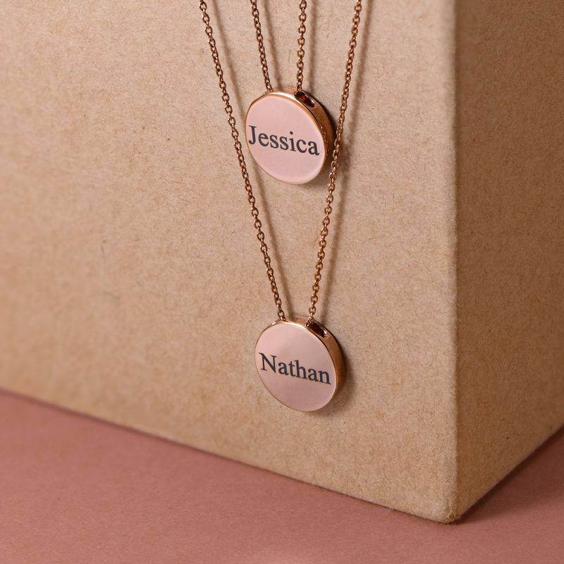 Custom Thick Disc Necklace in Rose Gold Plating-4 product photo