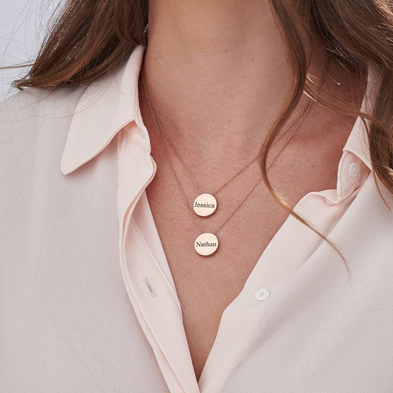 Custom Thick Disc Necklace in Rose Gold Plating product photo
