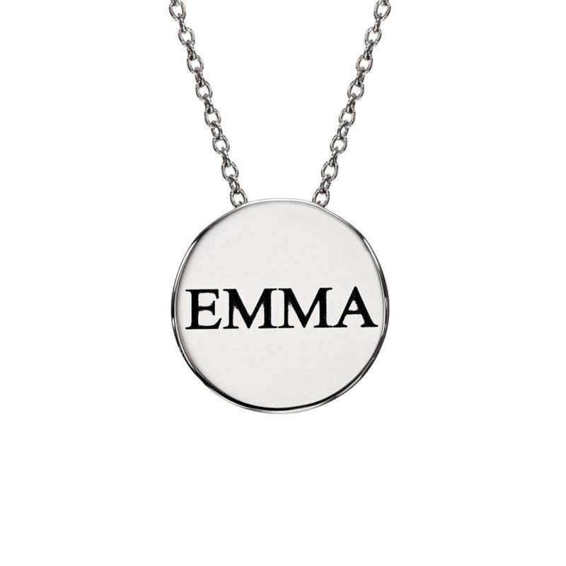 Custom Thick Disc Necklace in Sterling Silver-7 product photo