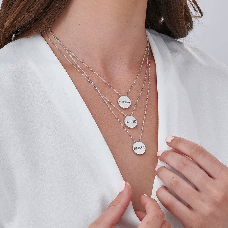 Custom Thick Disc Necklace in Sterling Silver-5 product photo