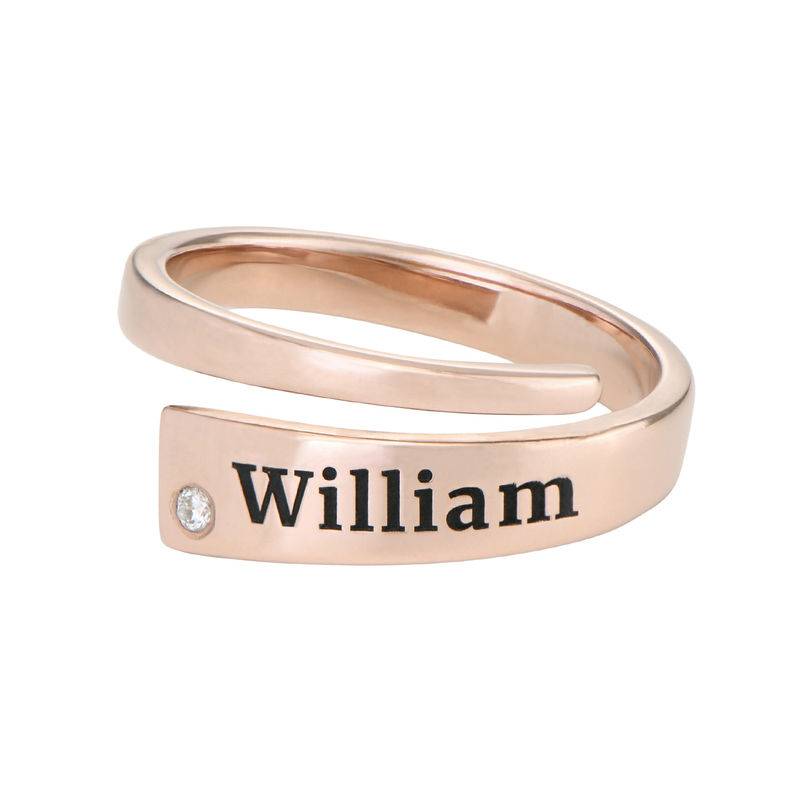 Custom Wrap Name Ring with Diamond in Rose Gold Plating-2 product photo