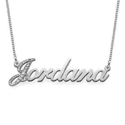 Diamond Capital Letter 14k White Gold Name Necklace-2 product photo