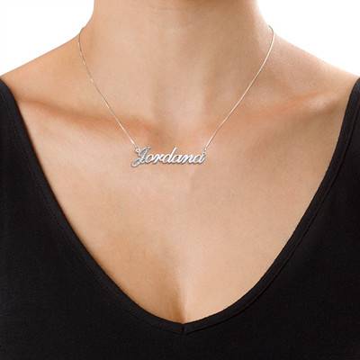 Diamond Capital Letter 14k White Gold Name Necklace-1 product photo